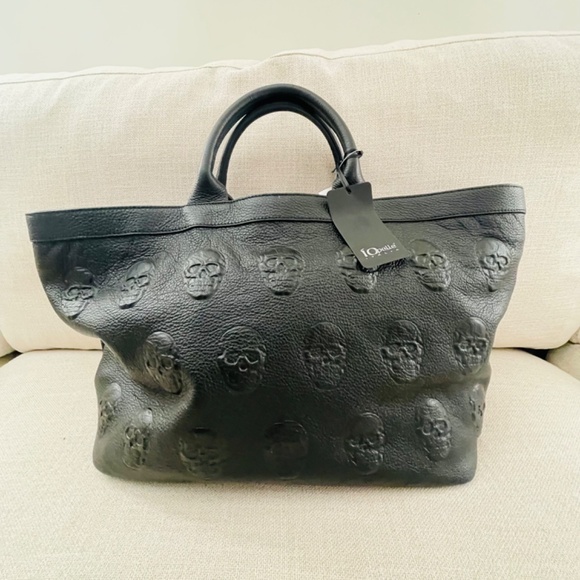 IO Pelle Italia Large Skull Leather Tote Bag - NWT - Picture 2 of 5